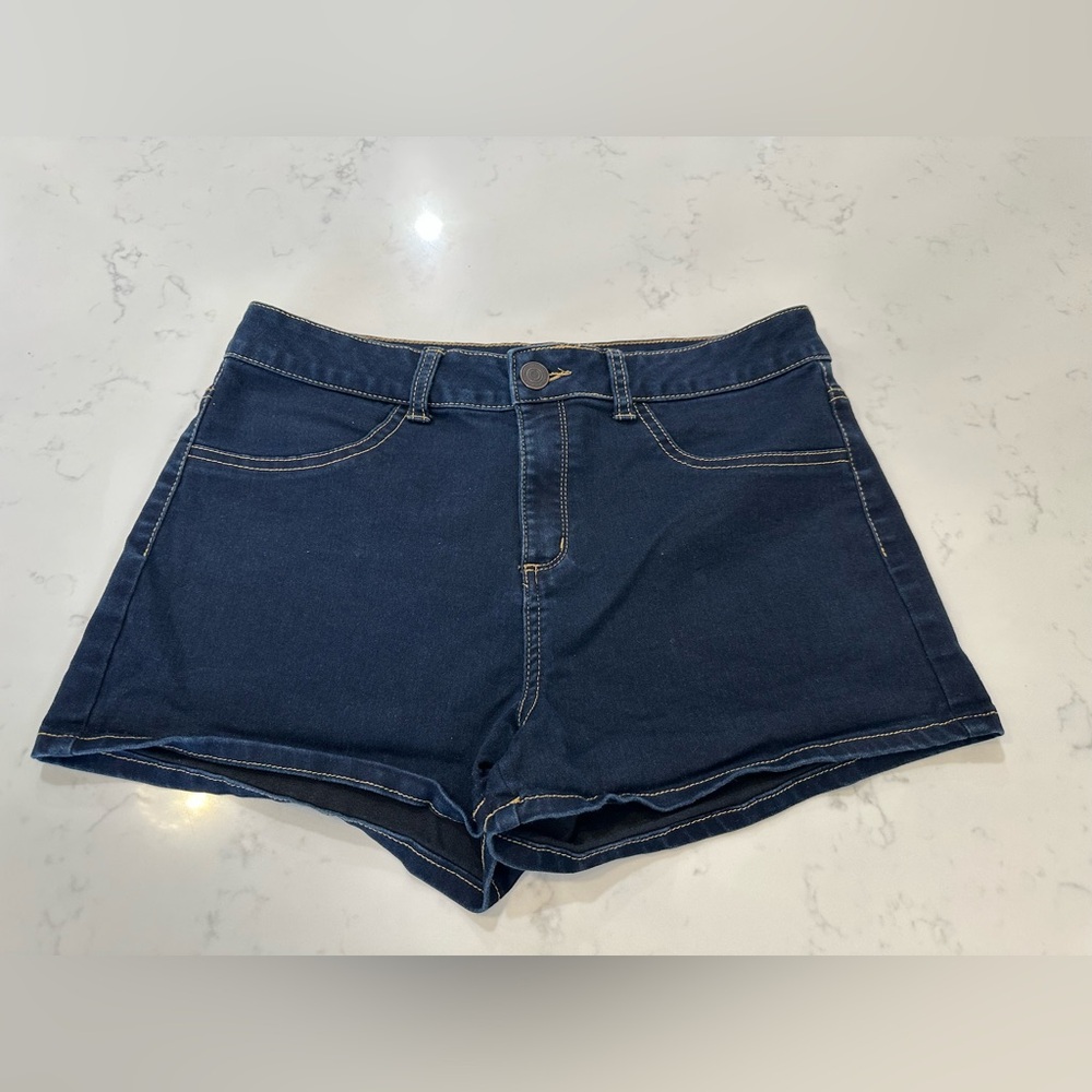 SO Midi Jean Shorts Juniors Size 13 Blue Denim Stretch Dark Wash